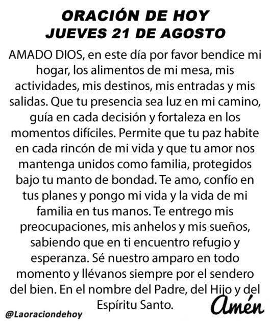 @LaOracionDeHoy Jueves 21 de Agosto de 2025