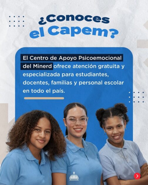@ScarletBenzan El Capem del Minerd ofrece atención psicológica gratuita para estudiantes, docentes, familias y personal escolar