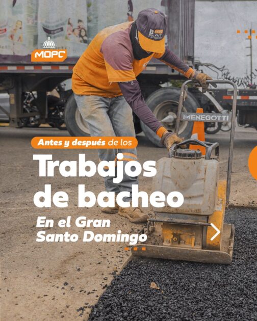Trabajos de bacheo en el gran Santo Domingo