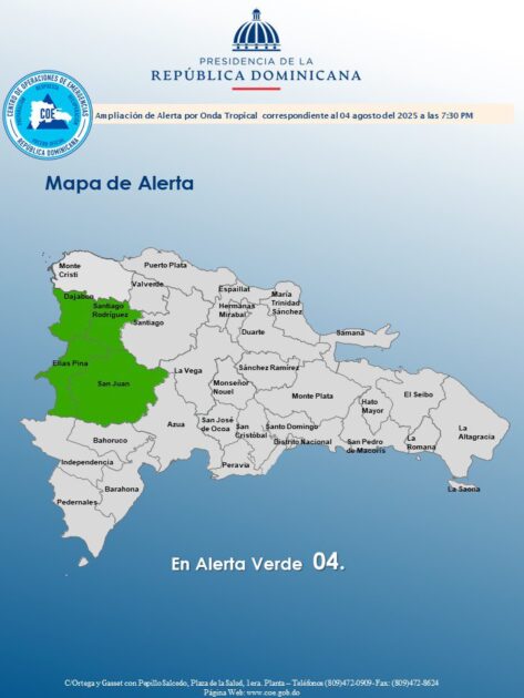 @COE_RD El COE aumenta 04 provincias en alerta verde