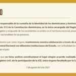 COMUNICADO @juntacentral JCE recuerda que es la única entidad constitucionalmente facultada para administrar y resguardar el Registro Civil en República Dominicana.