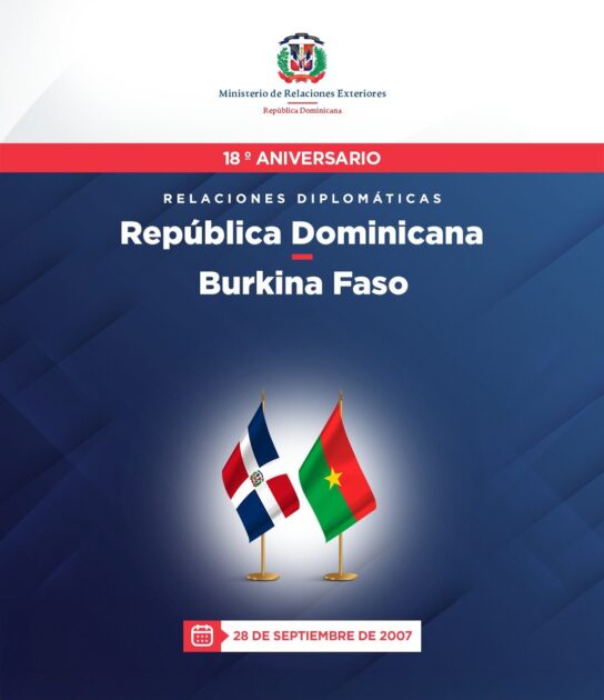@MirexRD RD y la República de Burkina Faso celebran hoy 28 de septiembre, 18 años de amistad