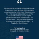 @RaquelArbaje agradece por valorar el esfuerzo y confiar en la estabilidad jurídica de la República Dominicana