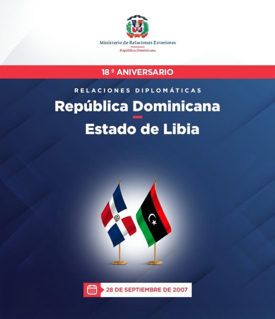 @MirexRD RD y el Estado de Libia celebran hoy 28 de septiembre, 18 años de amistad