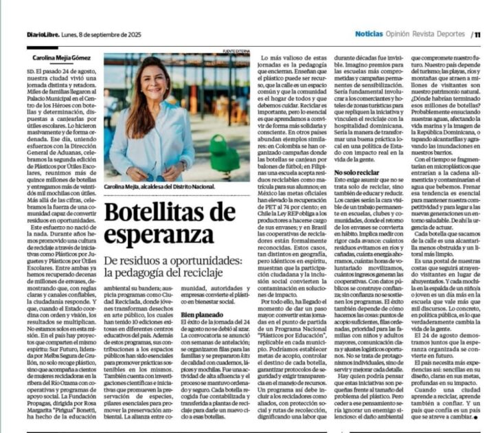 @CarolinaMejiaG Les presento mi más reciente artículo para @DiarioLibre: “Botellitas de Esperanza”,