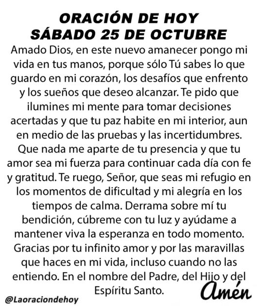 @LaOracionDeHoy sábado 25 de Octubre de 2025