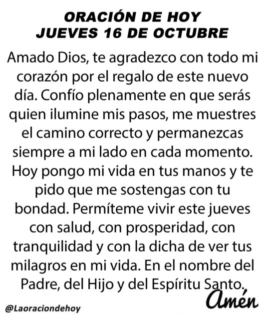 @LaOracionDeHoy Jueves 16 de Octubre de 2025