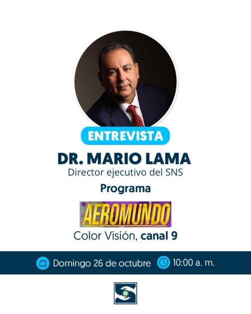 @SNSRDO Este domingo, sintoniza la entrevista del @DrMarioLama, director ejecutivo del SNS, en el programa Aeromundo, transmitido por@ColorVisionC9, a las 10:00 a. m