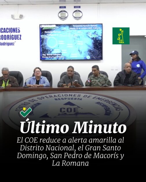 @COE_RD reduce a alerta amarilla al DN, el GSD, SPM y La Romana