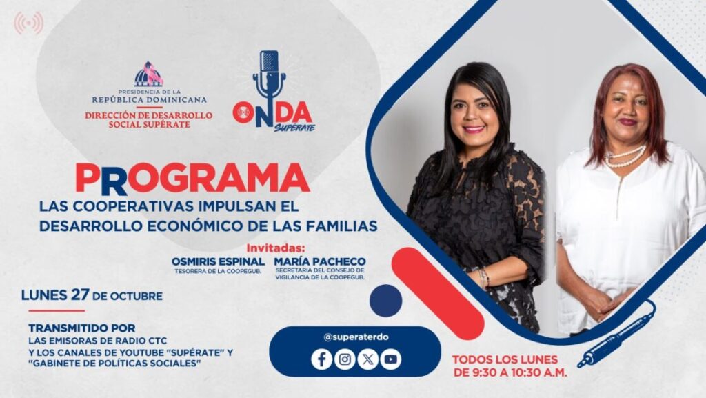 @SuperateRDO Este lunes 27 de octubre, desde #OndaSupérate conversamos sobre el papel de las cooperativas en el fortalecimiento económico de las familias dominicanas