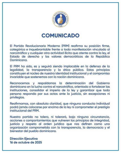 @ScarletBenzan La integridad y el respeto al Estado de derecho son pilares de nuestro partido, @PRM_Oficial. Nuestra posición es clara: cero tolerancia al narcotráfico y la corrupción