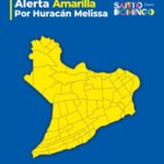 @AlcaldiaDN El @coe_rd declara al Distrito Nacional en alerta amarilla debido a que que el Huracán Melissa, categoría 1, en la tarde de hoy sábado, fue localizado, cerca de latitud 16.6 Norte, longitud 75.5 Oeste