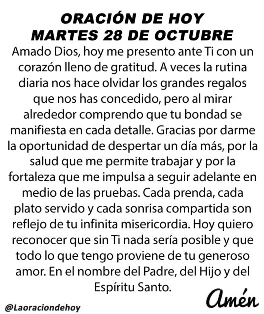 @LaOracionDeHoy Martes 28 de Octubre de 2025