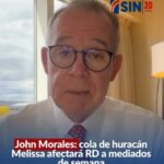 El meteorólogo John Morales advirtió que a mediados de la próxima semana, la cola del huracán Melissa podría impactar al país, generando un aumento significativo de las precipitaciones