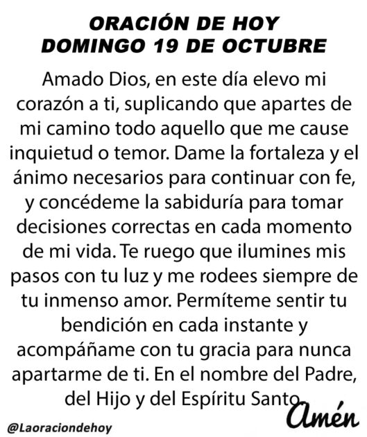 @LaOracionDeHoy domingo 19 de octubre de 2025