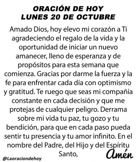 @LaOracionDeHoy Lunes 20 de Octubre de 2025