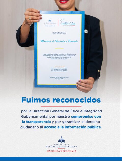 @MinHaciendaRD es reconocido por la Dirección General de Ética e Integridad (@DIGEIGRD) por cumplir con los más altos estándares en el ranking de transparencia