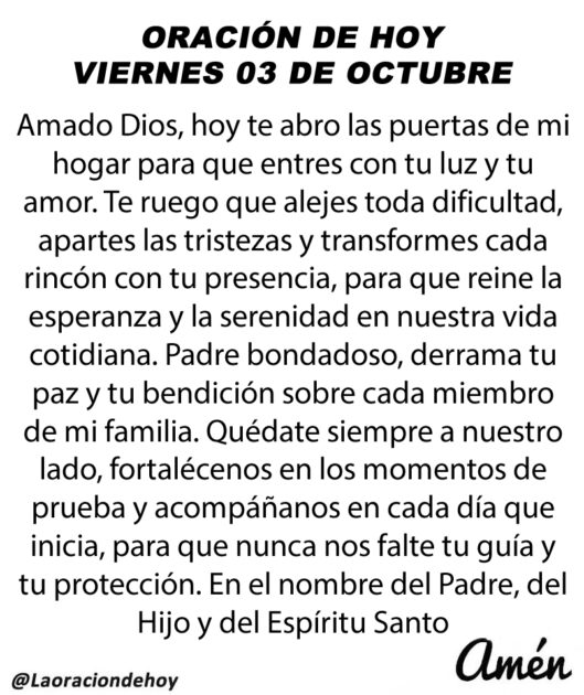 @LaOracionDeHoy Viernes 3 de Octubre de 2025