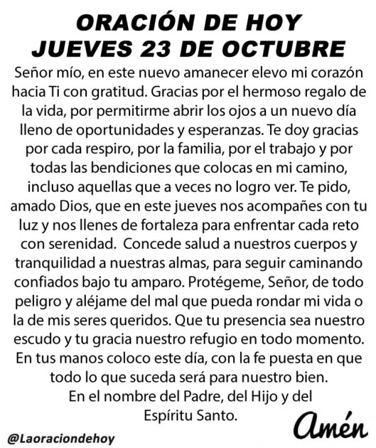@LaOracionDeHoy Jueves 23 de Octubre de 2025