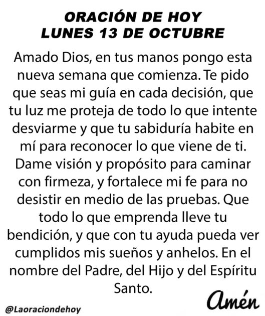@LaOracionDeHoy Lunes 13 de Octubre de 2025