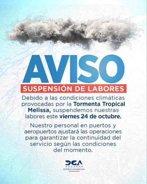 @AduanaRD Exhortamos a todo nuestro equipo y a la ciudadanía a seguir las recomendaciones del Centro de Operaciones de Emergencias (COE) y mantenerse atentos a los canales oficiales
