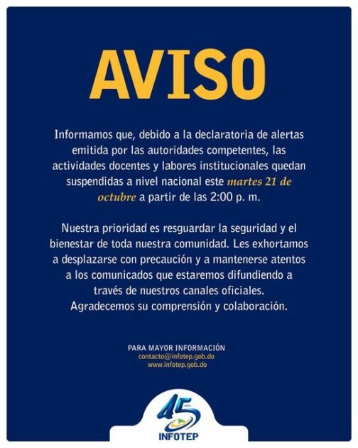 COMUNICADO @InfotepRD Aviso a nuestra comunidad