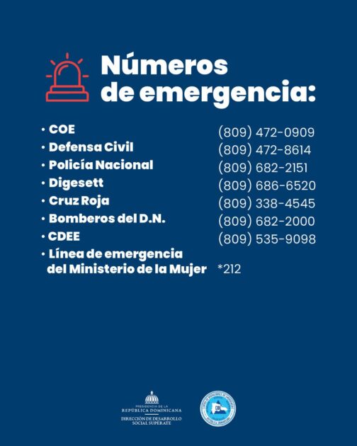 AQUÍ LOS NÚMEROS ÚTILES PARA EMERGENCIAS EN LA REPÚBLICA DOMINICANA