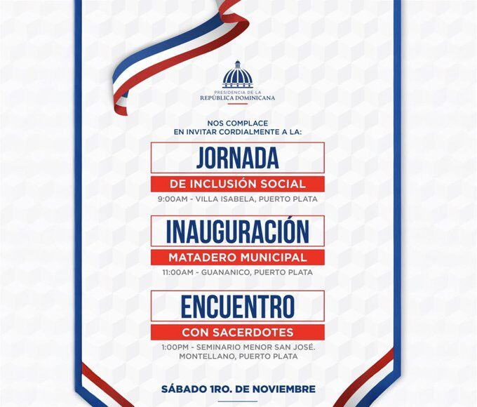 AGENDA SABADO 1 Noviembre @JosePaliza  @MinpreRD, Presidente del @PRM_OFICIAL