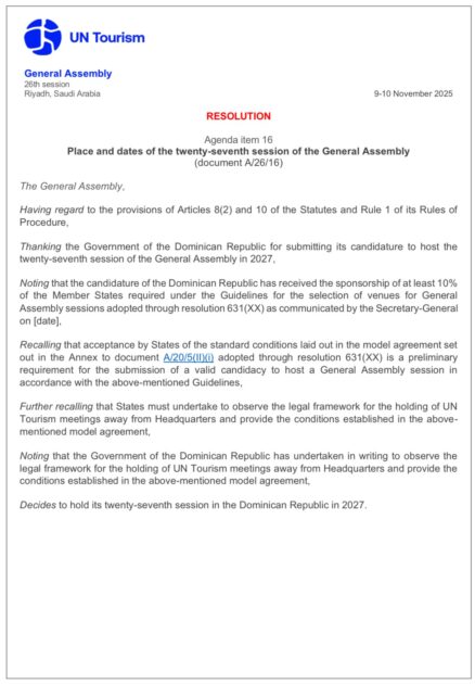 @DavidColladoM ¡El liderazgo del país sigue aumentando en el turismo mundial!Ser sede de la Asamblea General de la@UNWTO en 2027 no es solo un logro:es el reconocimiento a una gestión que transformó la forma de hacer turismo en la región
