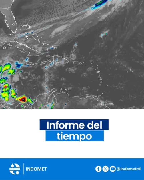 @IndometRD Para hoy miércoles, en horas matutinas, el gran Santo Domingo tendrá un cielo soleado con nubes dispersas. En tanto, la vaguada prefrontal en las cercanías de la costa norte/noroeste del país y el viento del noreste favorecen chubascos locales y posibles tronadas sectorizadas
