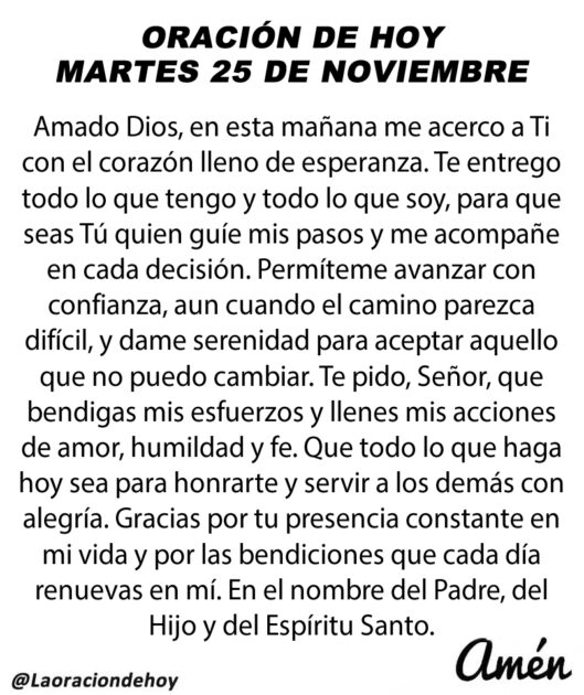 @LaOracionDeHoy Martes 25 de Noviembre de 2025