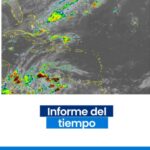 @IndometRDO El sistema frontal permanece casi estacionario sobre la porción central de Cuba, mientras que la vaguada asociada mantiene condiciones favorables para la continuidad de los nublados acompañados de aguaceros, en ocasiones fuertes, tronadas y posibles ráfagas de viento