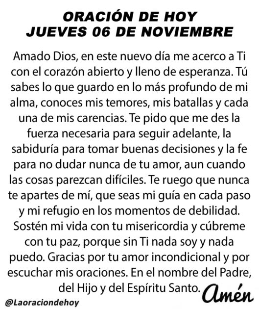 @LaOracionDeHoy Jueves 6 de Noviembre de 2025