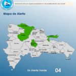 @COE_RD El COE coloca 04 provincias en alerta verde, debido a que se observan nublados generando chubascos aislados en poblados próximos a la costa norte