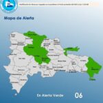@COE_RD El COE aumenta 06 provincias en alerta verde, debido a que en horas de la tarde los remanentes nubosos de un sistema frontal ubicado sobre el Canal de la Mona y una vaguada en superficie, incrementará la nubosidad para que se produzcan aguaceros, tormentas eléctricas y ráfagas