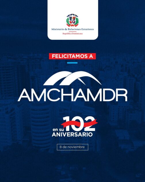 @MirexRD Felicitamos a @AMCHAMDR en su 102 aniversario estrechando lazos comerciales y culturales, promoviendo el comercio y la inversión entre República Dominicana y los EE. UU