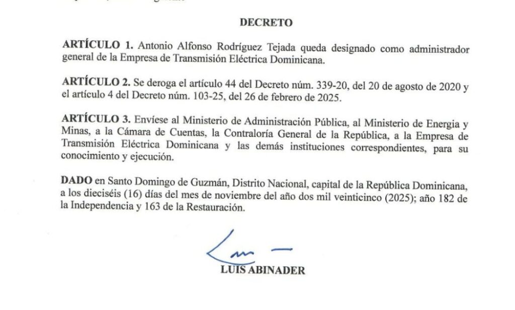 Decretos 653-25 emitido por el Presidente @LuisAbinader @PRM_Oficial