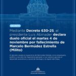Presidente @LuisAbinader, mediante el Decreto núm. 630-25, declaró duelo oficial por el fallecimiento de Marcelo Bermúdez Estrella (Milito)