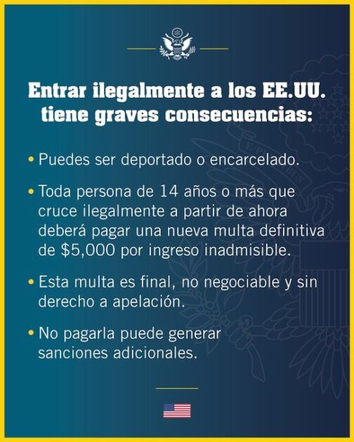 @EmbajadaUSAenRD: “Entrar ILEGALMENTE a los Estados Unidos tiene graves consecuencias”