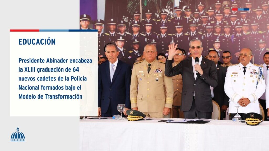 @ComunicacionDO El Pdte. @LuisAbinader encabezó la ceremonia de graduación de la XLVIII Promoción de Cadetes de la @PoliciaRD, compuesta por 64 nuevos oficiales bajo el Modelo de Transformación
