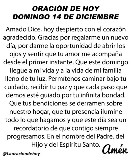 @LaOraciomnDeHoy Domingo 14 de diciembre de 2025