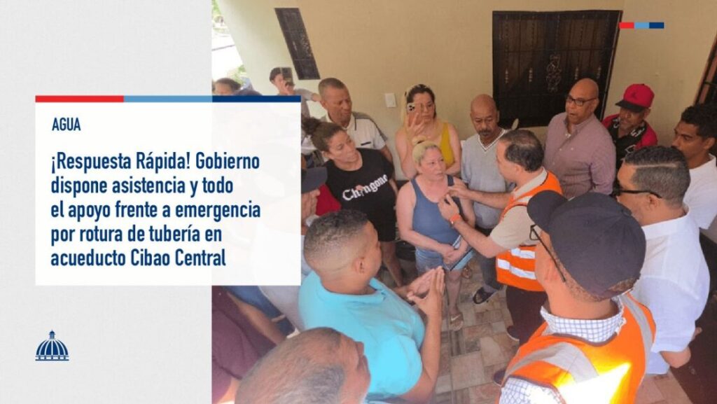 @ComunicacionDO El Gobierno dispuso la asistencia y todo el apoyo frente a emergencia por rotura de tubería en acueducto Cibao Central, en la comunidad de La Zanja, Sabana Iglesia, provincia Santiago