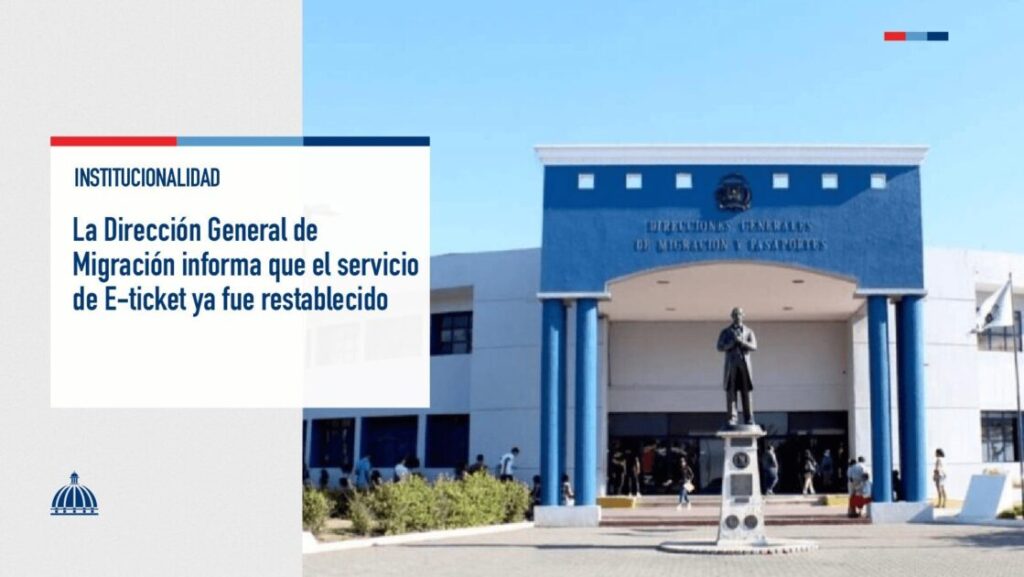 @ComunicacionDO La @MigracionRDO informó a todos sus usuarios que, tras una falla técnica temporal en la página de acceso al llenado del E-ticket, el servicio ya fue restablecido gracias al arduo trabajo del equipo de tecnología de la institución