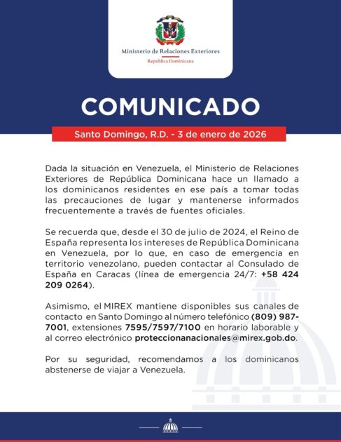 @MirexRD Comunicado a los dominicanos en Venezuela