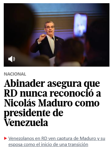 @LuisAbinader asegura qiue nunca reconoció a Nicolás Maduro como Presidente de Venezuela