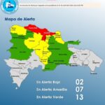 El COE coloca 02 provincias en alerta roja y mantiene 07 en alerta amarilla y 12 y el Distrito Nacional en verde