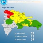 El COE coloca 03 provincias en alerta roja, mantiene 12 y el Diatrito Nacional en alerta amarilla y 09 en verde