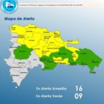 El COE aumenta 15 provincias y el Diatrito Nacional en alerta amarilla y mantiene 09 en verde