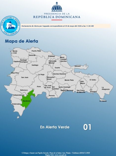 El COE mantiene 01 provincia en alerta verde