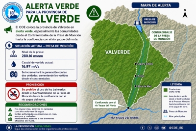 ALERTA VERDE PARA VALVERDE ? De acuerdo al informe del INDRHI y el COPRE